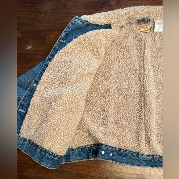 C.E. Schmidt Workwear Jacket womens large Blue Denim Insulated Coat - Picture 5 of 6